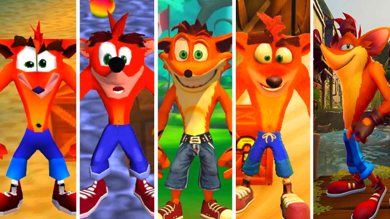 Imagem mostrando os diferentes designs de crash ao longo dos anos